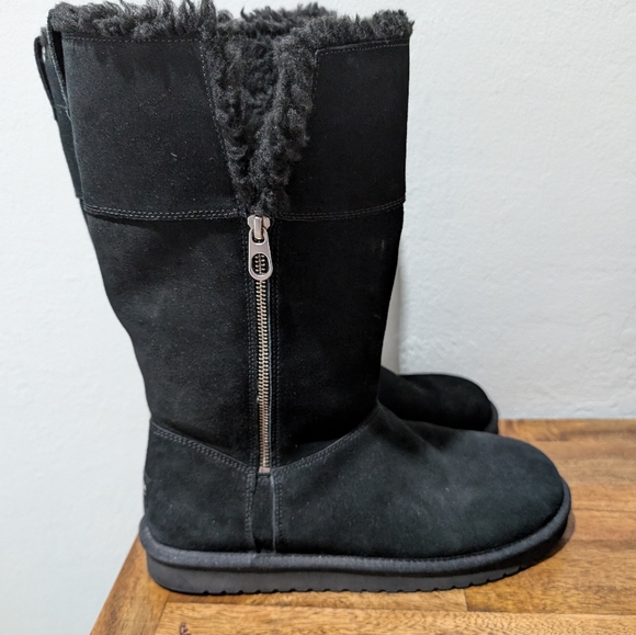Koolaburra By UGG Aribel Tall 1114831 Womens Black Round Toe Zip Boots Sz 10 - Picture 2 of 9